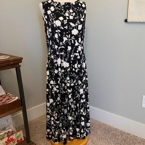 Talbots Black and White Floral Midi Dress